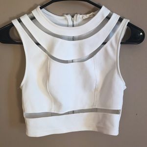 Tobi Mesh Cutout Crop Top